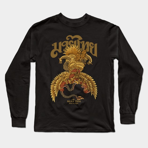 Muay Thai Tattoo Garuda and Serpent Long Sleeve T-Shirt by KewaleeTee